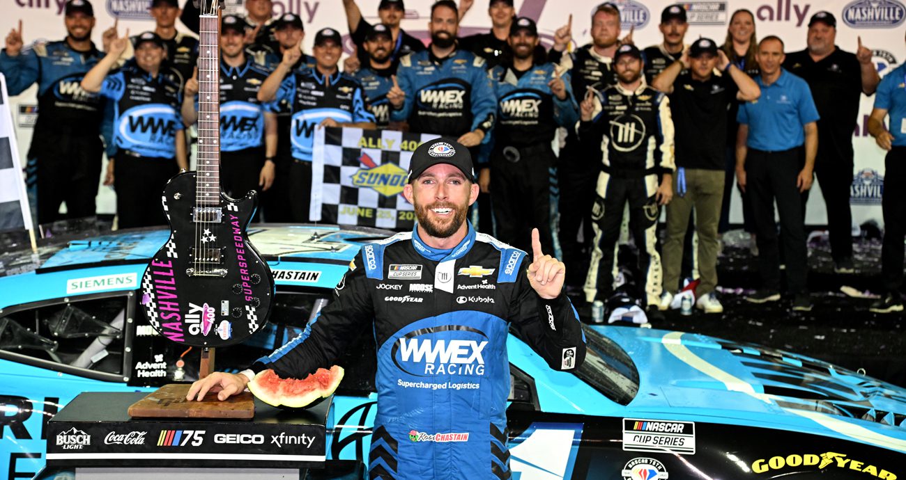 Ross Chastain shines with Nashville win, showcasing growth.