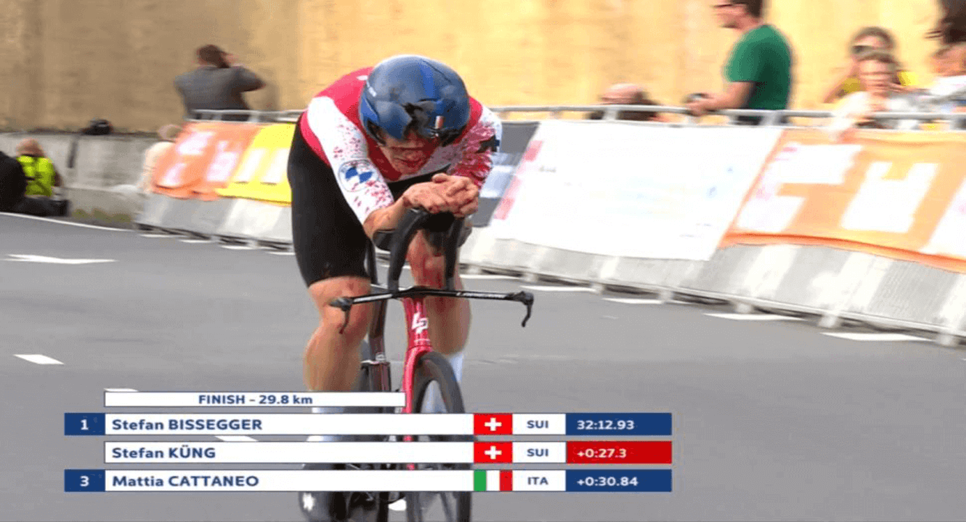 Stefan Küng Wraps Up European Championships ITT with Damaged Helmet After Crash