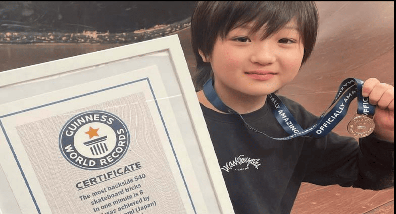 Fourth Grade Skateboarder Ema Kawakami Breaks Three Guinness World Records