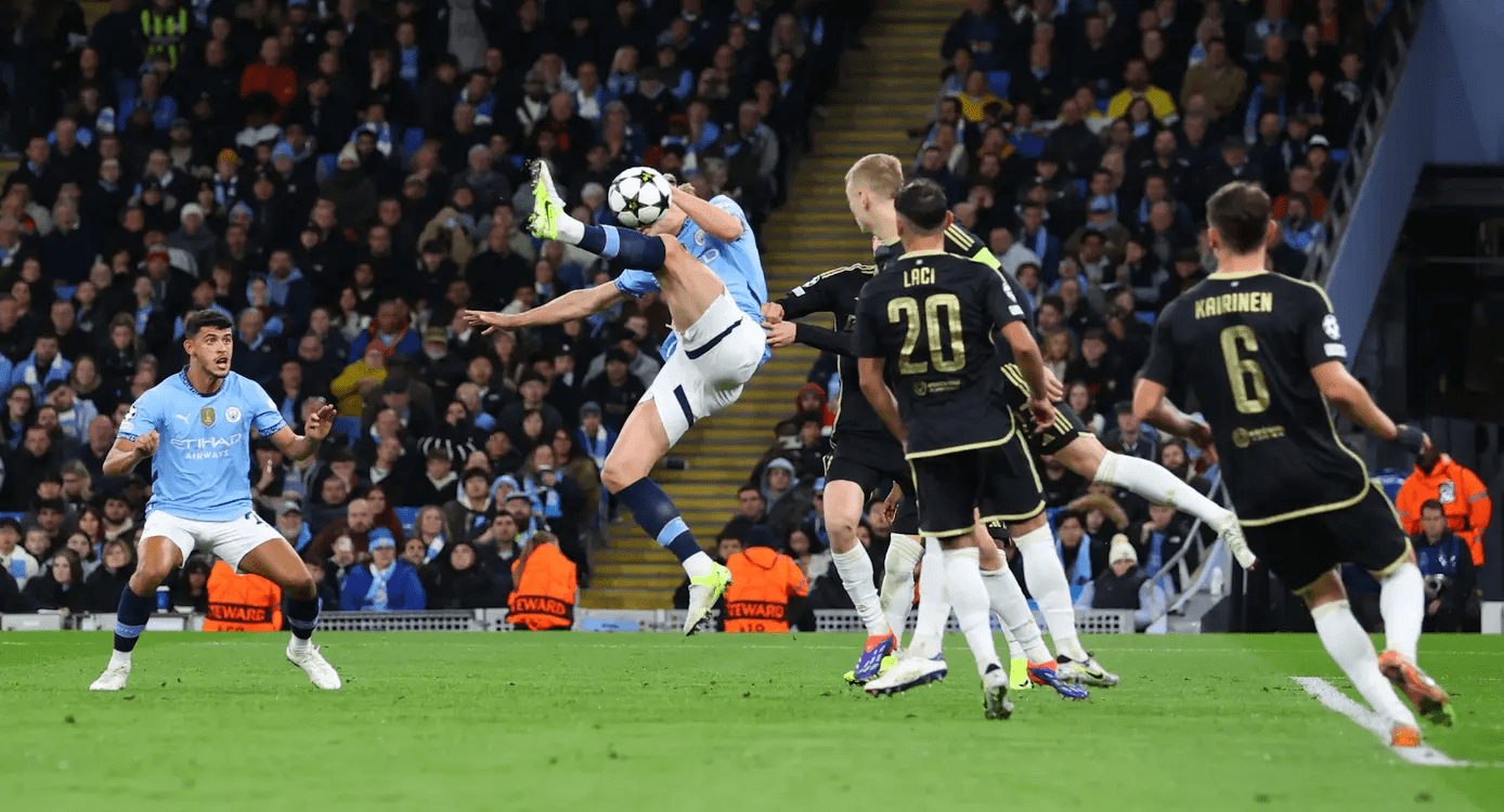 Haaland’s Spectacular Acrobatics Lead City’s 5-0 Rout of Sparta Prague, Climbing to Third in Champions League